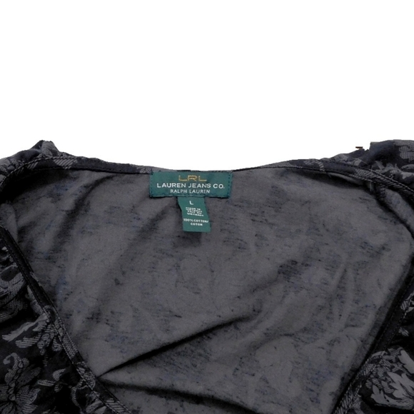 LAUREN JEAN CO WMNS SZ L FRONT RUFFLE LONG SLV TOP - Picture 5 of 6